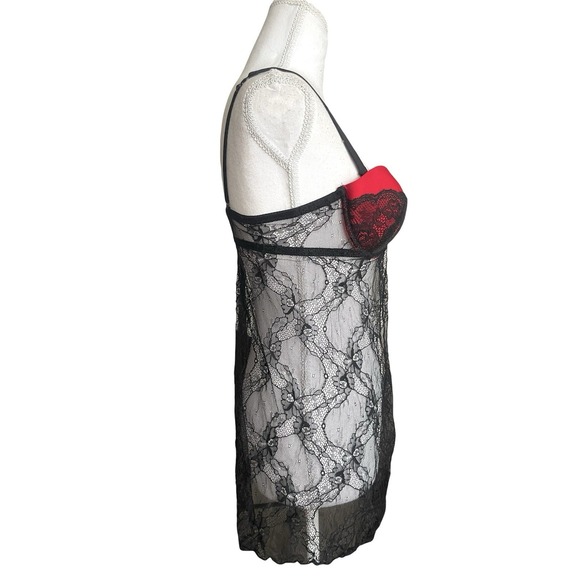 Vintage Y2k Rampage Intimates Lingerie Red Black Babydoll Slip Sz M Sexy Gothic - Picture 4 of 10